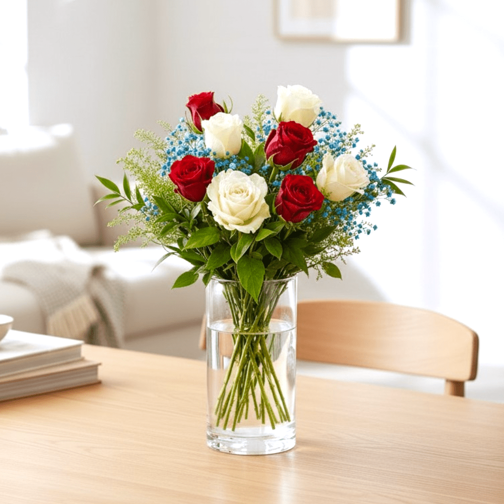 Seasonal bouquet + bubbles + confectionery (large cities)