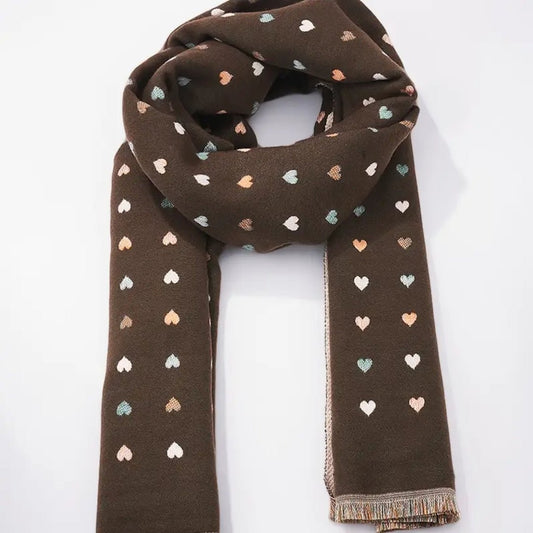 Scarf in wool blend - hearts