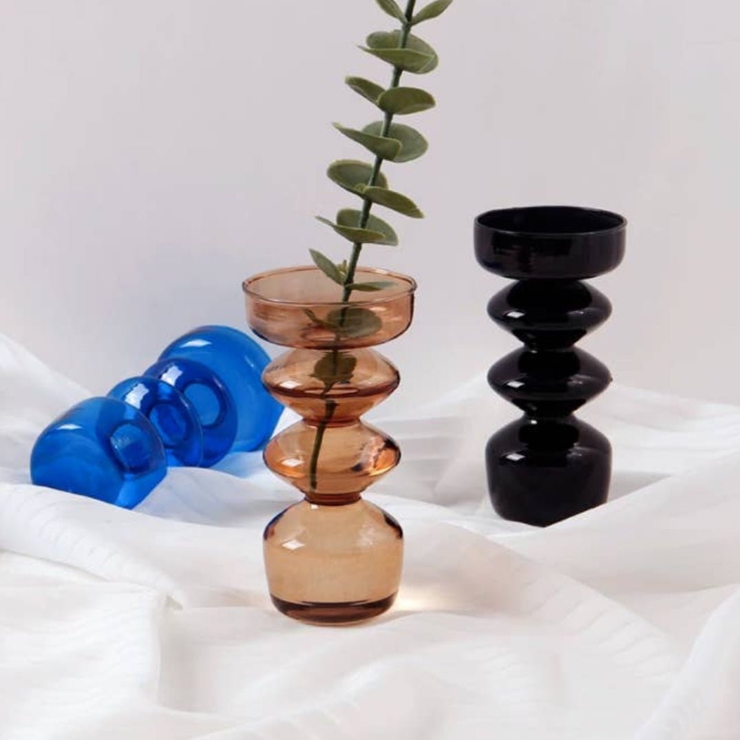 Glass vase/candle holder - Brown