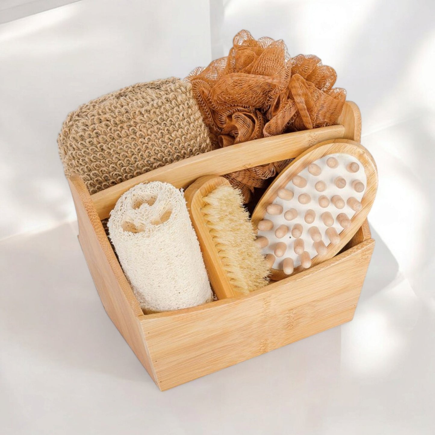 Spa set in bamboo gift basket