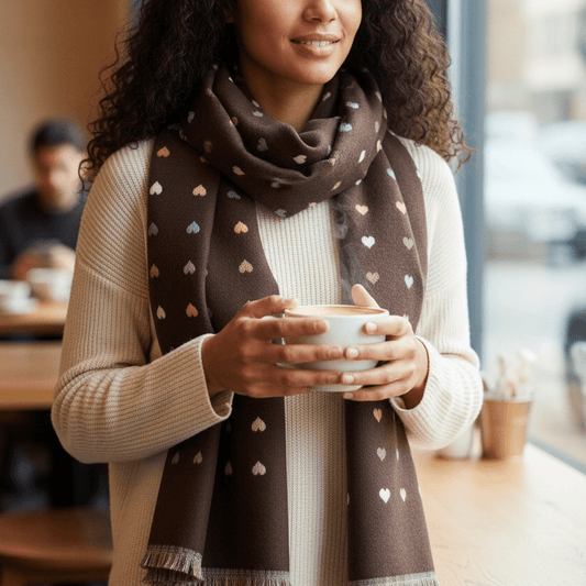 Scarf in wool blend - hearts