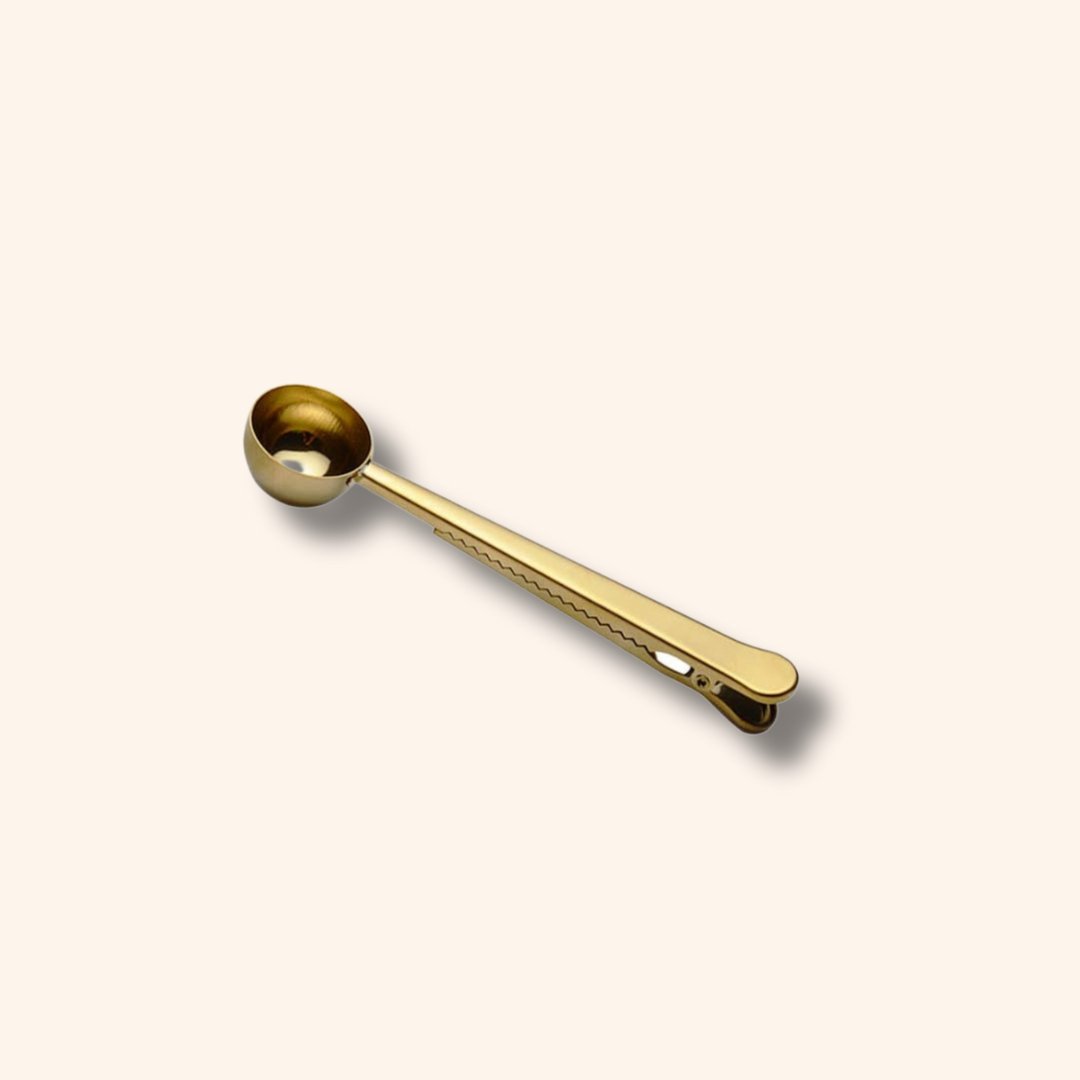 Coffee spoon with bag clip - Gold-coloured