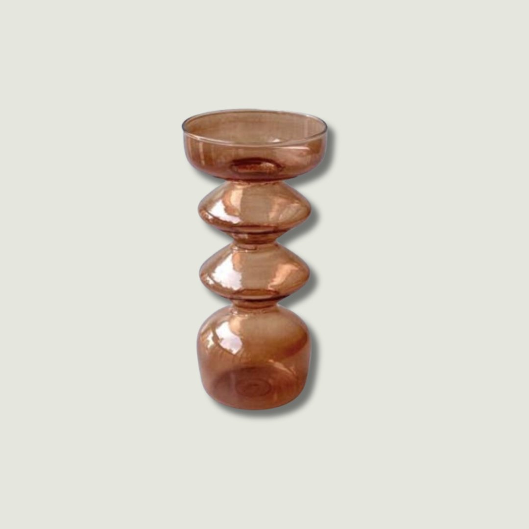 Glass vase/candle holder - Brown